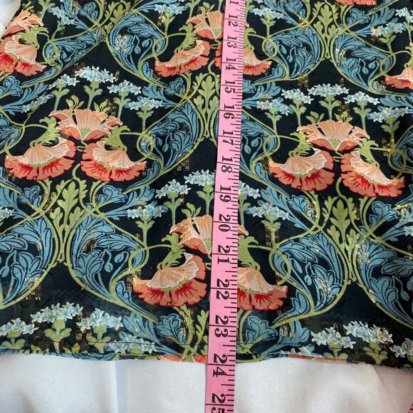 Anthropologie Meadow Rue Basilique Floral Blouse Top Size 8 Muticolor Metallic - Picture 11 of 13